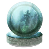 50 Pcs 9-inch Misty Forest Party Paper Plates - Grencian
