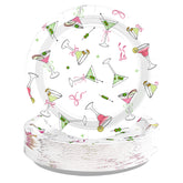 50 Pcs 9-inch Pink Bow Martini Party Paper Plates - Grencian