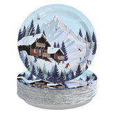 50 Pcs 9-inch Skiing Party Paper Plates - Grencian