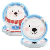 50 Pcs 9-inch Smiling Polar Bear Party Paper Plates - Grencian