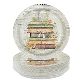 50 Pcs 9-inch Vintage Book Party Paper Plates - Grencian