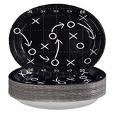 50 Pcs Black Football Oval Party Paper Plates - Grencian