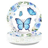 50 Pcs Blue Butterfly Party Paper Plates - Grencian