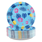 50 Pcs Blue Hawaiian Party Paper Plates - Grencian