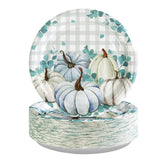 50 Pcs Blue Pumpkins Party Paper Plates - Grencian