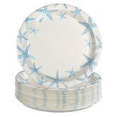 50 Pcs 10-inch Blue Starfish Party Paper Plates - Grencian