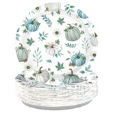 50 Pcs Blue White Pumpkins Party Paper Plates - Grencian