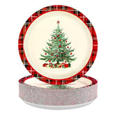 50 Pcs Buffalo Checkered Christmas Tree Party Paper Plates - Grencian