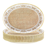 50 Pcs Burlap and Lace Oval Party Paper Plates - Grencian