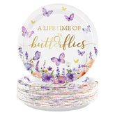 50 Pcs Butterfly Bridal Shower Party Paper Plates - Grencian