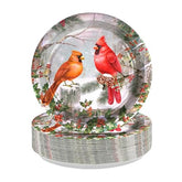 50 Pcs Christmas Cardinal Party Paper Plates - Grencian