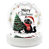50 Pcs Christmas Cat Party Paper Plates - Grencian