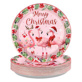 50 Pcs Christmas Flamingo Party Paper Plates - Grencian