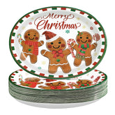 50 Pcs Christmas Gingerbread Man Oval Paper Plates - Grencian
