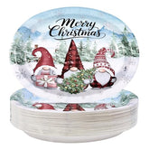 50Pcs Christmas Gnome Oval Paper Plates - Grencian