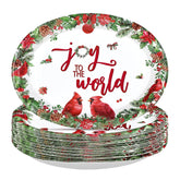 50 Pcs Christmas Joy Oval Paper Plates - Grencian