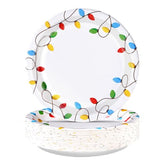 50 Pcs Christmas Lights Party Paper Plates - Grencian
