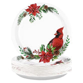 50 Pcs Christmas Red Cardinal Bird Party Paper Plates - Grencian