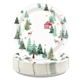 50 Pcs Christmas Winter Party Paper Plates - Grencian