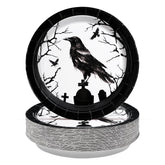 50 Pcs Crow Halloween Party Paper Plates - Grencian