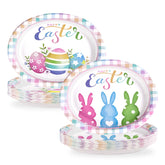 50 Pcs Easter Bunny Egg Oval Paper Plates - Grencian