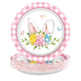 50 Pcs Easter Pink Bunny Party Paper Plates - Grencian