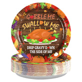 50 Pcs Fall Thanksgiving Turkey Party Paper Plates - Grencian
