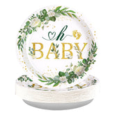 50 Pcs Green Baby Shower Party Paper Plates - Grencian