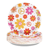 50 Pcs Groovy Daisy Party Paper Plates - Grencian