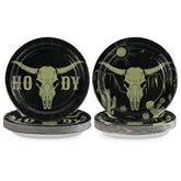 50 Pcs HOWDY Cow Skull Party Paper Plates - Grencian