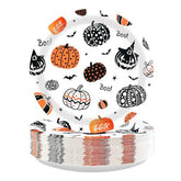 50 Pcs Halloween Pumpkin Party Paper Plates - Grencian
