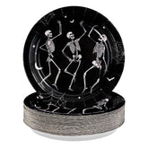 50 Pcs Halloween Skeleton Party Paper Plates - Grencian