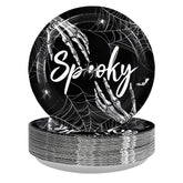 50 Pcs Halloween Spooky Skeleton Party Paper Plates - Grencian