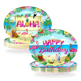 50 Pcs Hawaiian Aloha Oval Party Paper Plates - Grencian