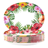 50 Pcs Hawaiian Luau Oval Paper Plates - Grencian