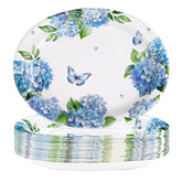 50 Pcs Hydrangea Flower Oval Paper Plates - Grencian