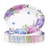 50 Pcs Hydrangea Flowers Oval Party Paper Plates - Grencian