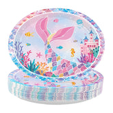 50 Pcs Mermaid Oval Paper Plates - Grencian