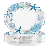 50 Pcs Ocean Oval Party Paper Plates - Grencian