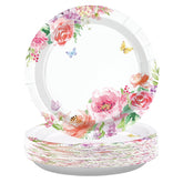 50 Pcs Pink Rose Party Paper Plates - Grencian