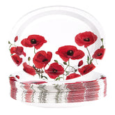 50 Pcs Poppy Floral Oval Party Paper Plates - Grencian