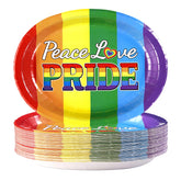 50 Pcs Pride Floral Oval Party Paper Plates - Grencian