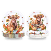 50 Pcs Pumpkin and Cow Party Paper Plates - Grencian