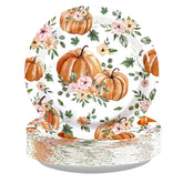 50 Pcs Pumpkin and Flower Party Paper Plates - Grencian