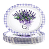 50 Pcs Purple Lavender Oval Party Paper Plates - Grencian