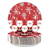 50 Pcs Red Christmas Santa Claus Party Paper Plates - Grencian