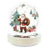 50 Pcs Santa Claus Red Gift Party Paper Plates - Grencian