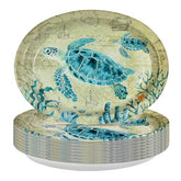 50 Pcs Sea Turtles Oval Party Paper Plates - Grencian