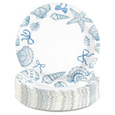 50 Pcs 10-inch Seashell and Bow Party Paper Plates - Grencian