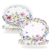50 Pcs Spring Wildflower Oval Party Paper Plates - Grencian